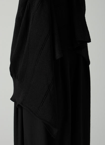 STRIPE PATTERN DRAPED CARDIGAN