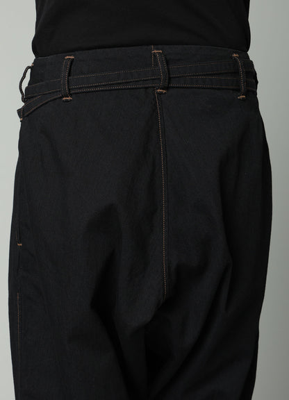 8OZ BIO DENIM SLIM BELTED POINT PANTS