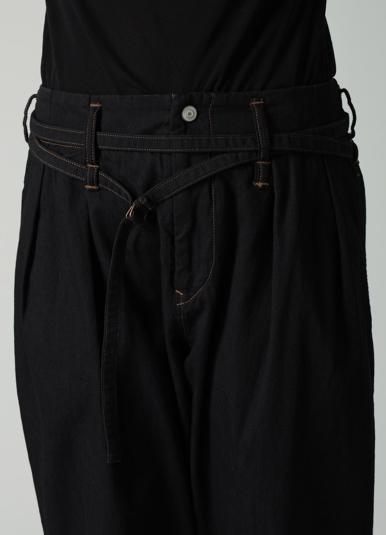 8OZ BIO DENIM SLIM BELTED POINT PANTS