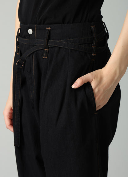 8OZ BIO DENIM SLIM BELTED POINT PANTS