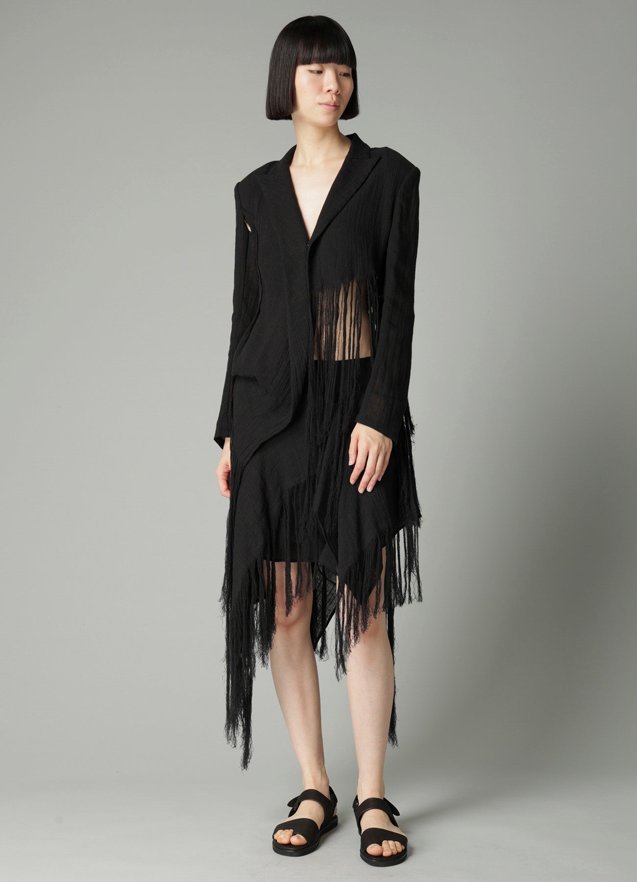 CRINKLE Li GAUZE LAYERED FRINGE SKIRT