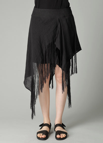 CRINKLE Li GAUZE LAYERED FRINGE SKIRT