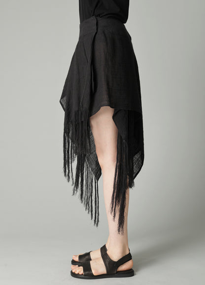 CRINKLE Li GAUZE LAYERED FRINGE SKIRT