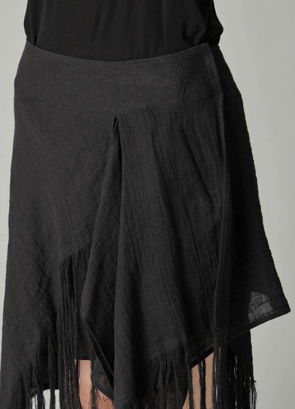 CRINKLE Li GAUZE LAYERED FRINGE SKIRT