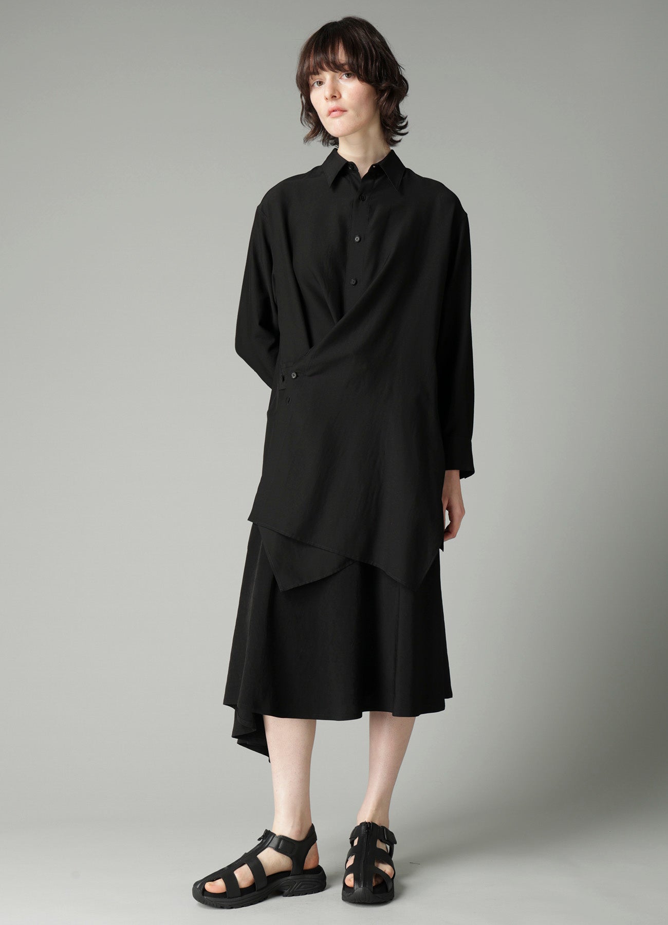 Ta/Pe CREPE DE CHINE FLARE WRAP SKIRT