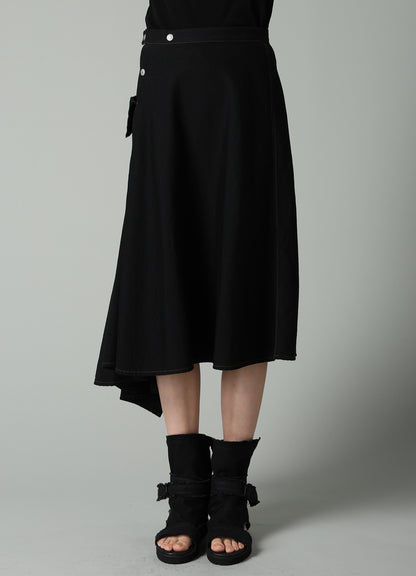 8OZ BIO DENIM FLARE WRAP SKIRT