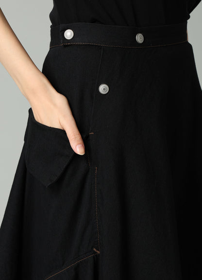 8OZ BIO DENIM FLARE WRAP SKIRT