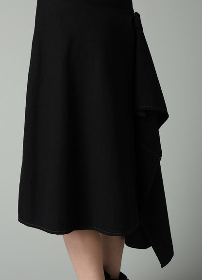 8OZ BIO DENIM FLARE WRAP SKIRT