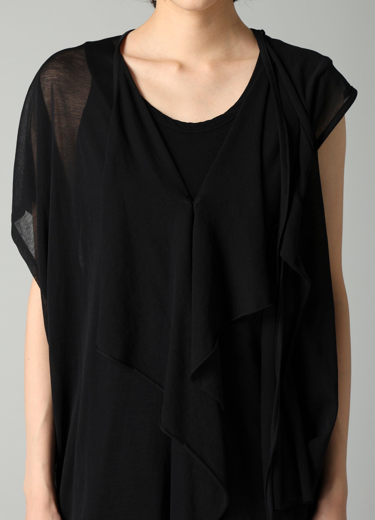 SHEER SINGLE JERSEY DRAPED SLEEVELESS CD