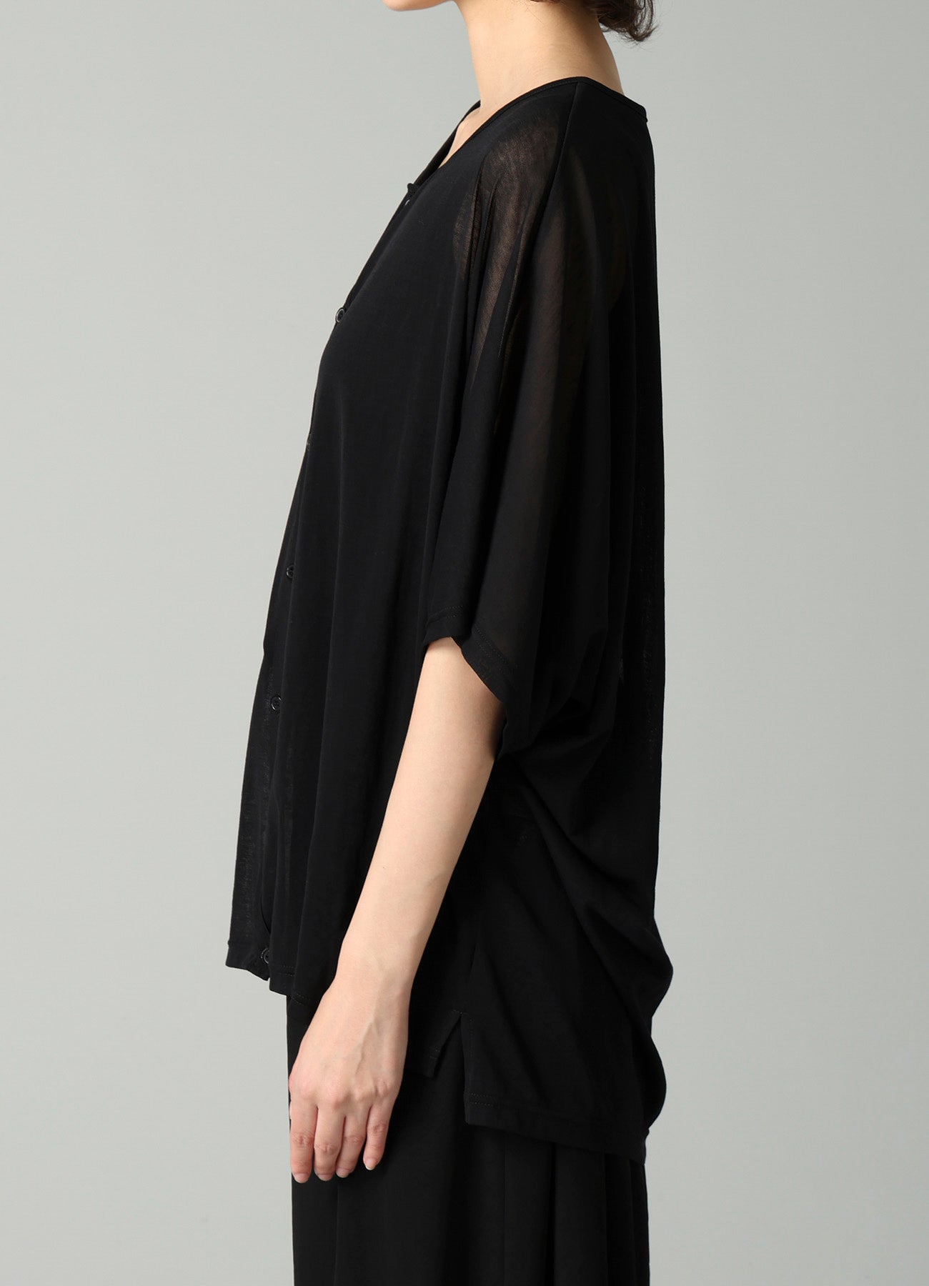 SHEER SINGLE JERSEY SHORT SLEEVE CARDIGAN