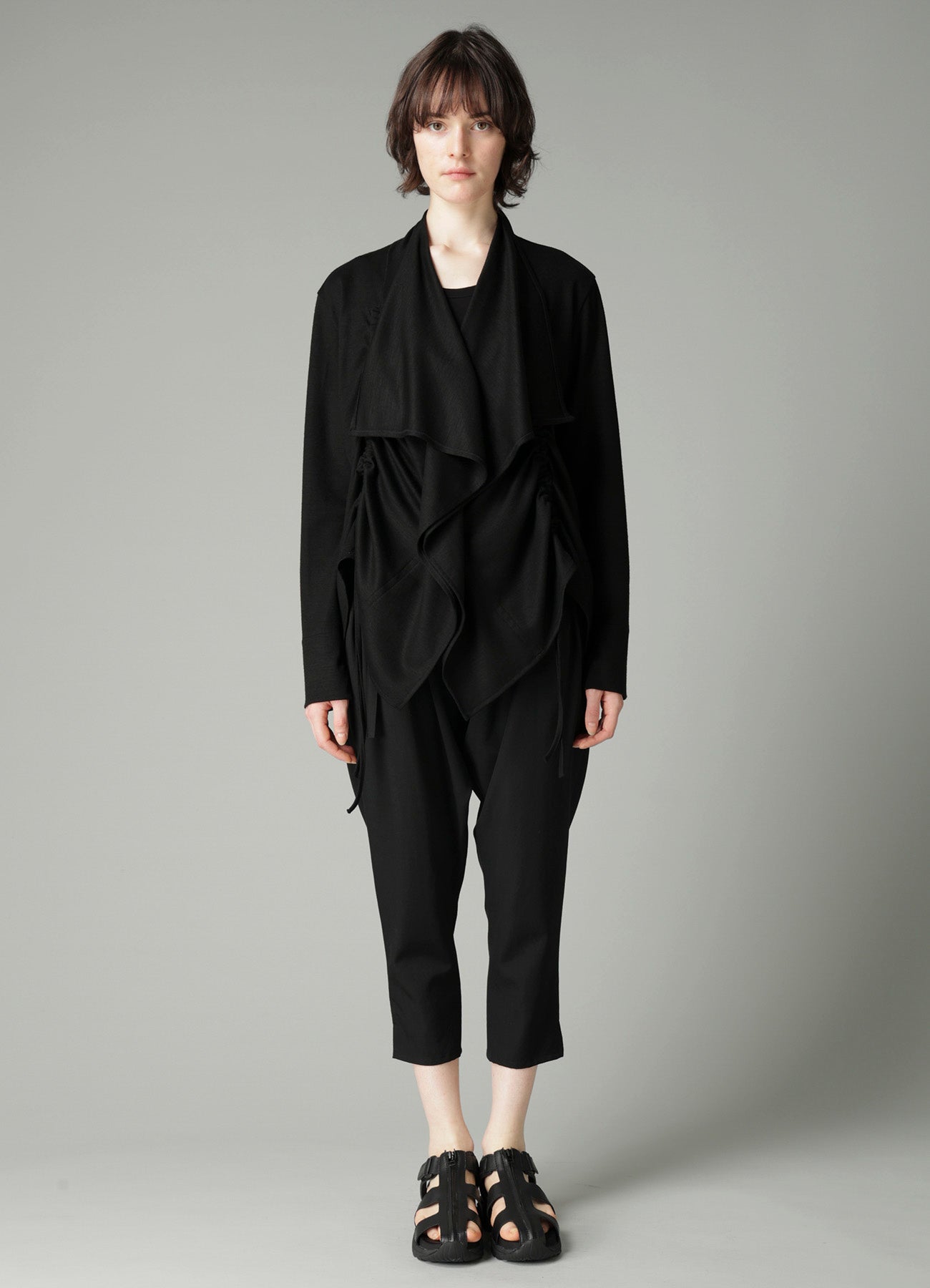 WOOL INTERLOCK DRAPED GATHER CARDIGAN – THE SHOP YOHJI YAMAMOTO