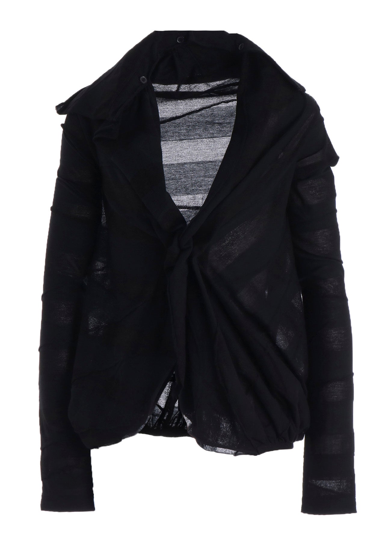 TUCK JACQUARD GATHER DETAIL CARDIGAN