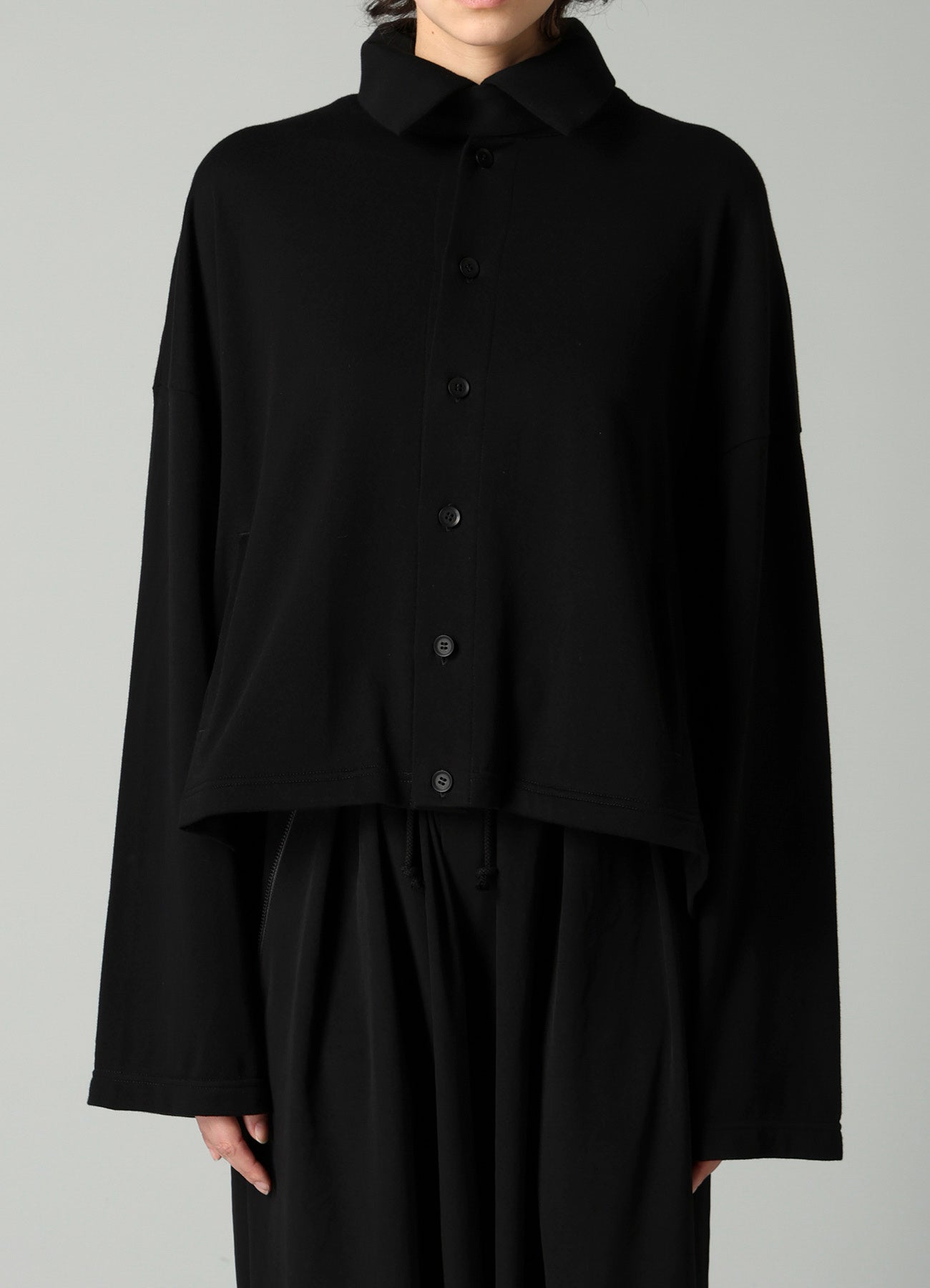 HIGH TWISTED FRENCH TERRY STAND COLLAR CARDIGAN