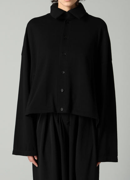 HIGH TWISTED FRENCH TERRY STAND COLLAR CARDIGAN