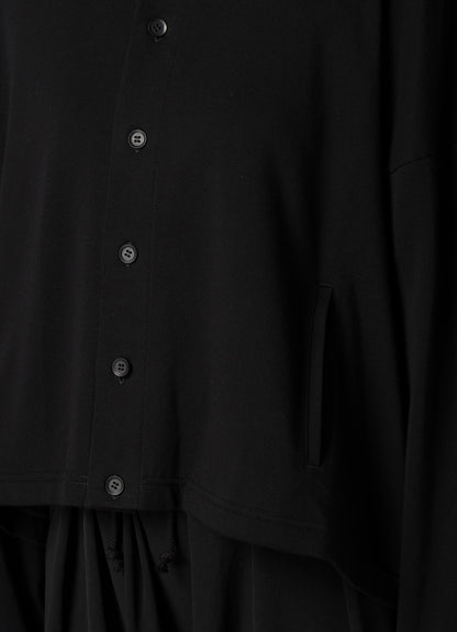 HIGH TWISTED FRENCH TERRY STAND COLLAR CARDIGAN