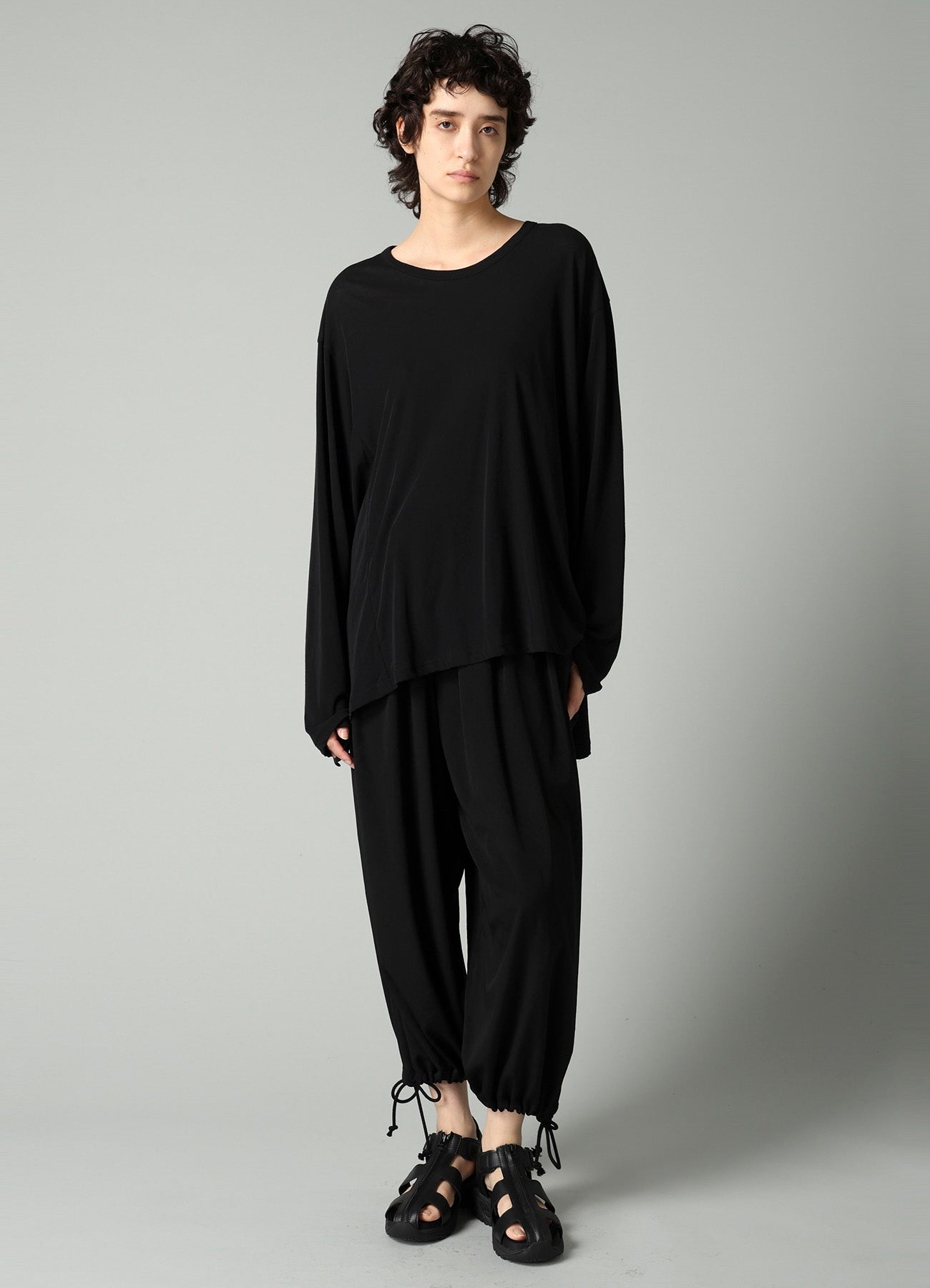 SOFT SINGLE JERSEY DRAPED GUSSET LONG SLV T