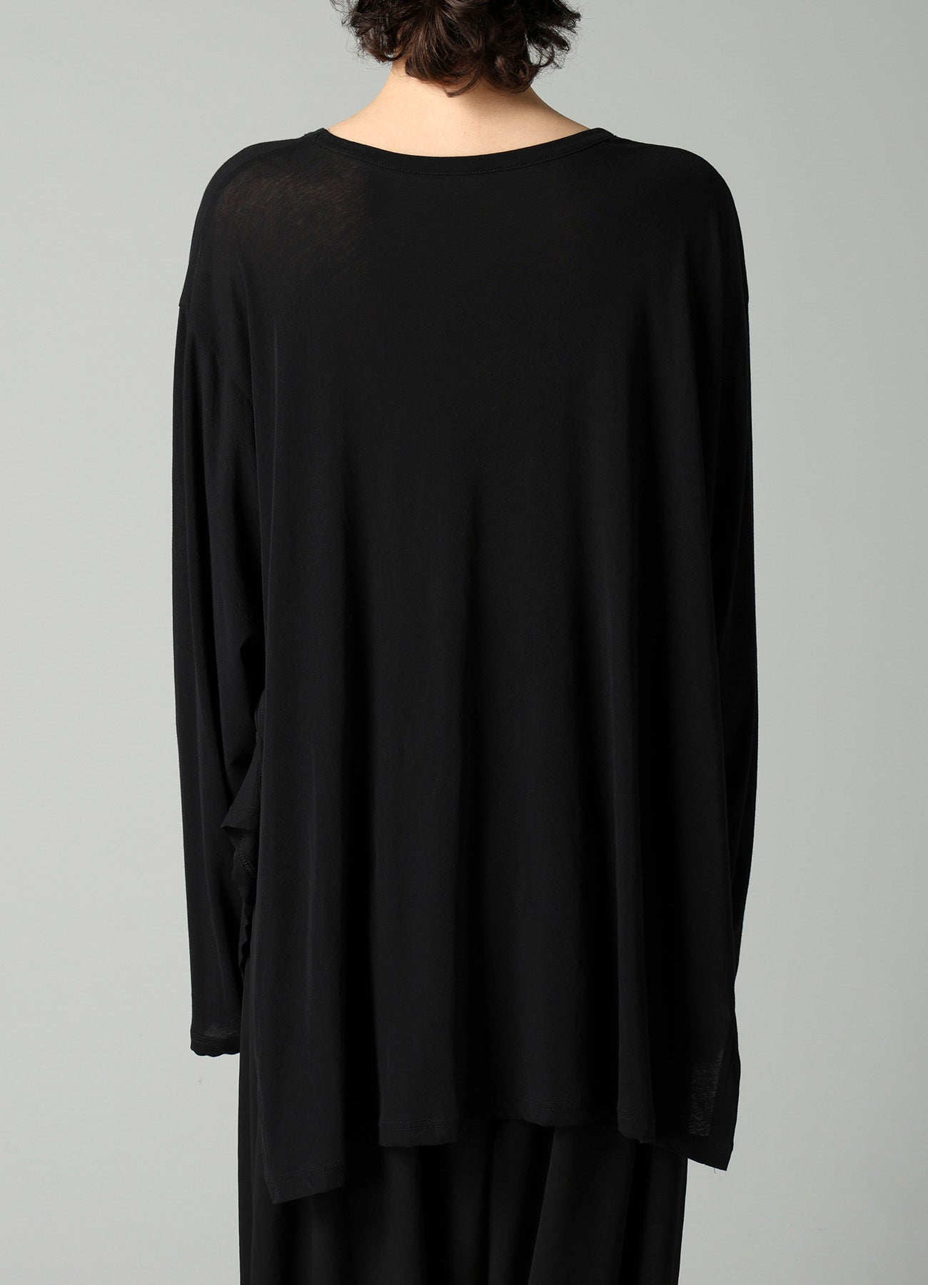SOFT SINGLE JERSEY DRAPED GUSSET LONG SLV T