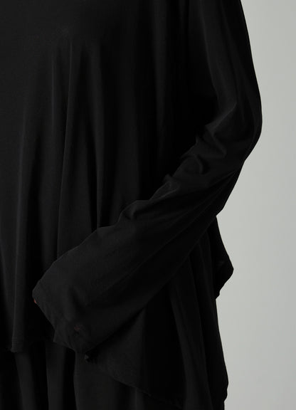 SOFT SINGLE JERSEY DRAPED GUSSET LONG SLV T