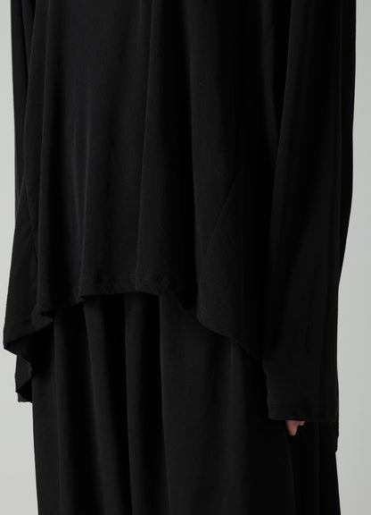 SOFT SINGLE JERSEY DRAPED GUSSET LONG SLV T