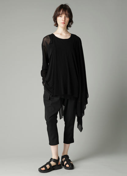 HIGH TWISTED SHEER JERSEY MULTI-WAY LONG SLV T