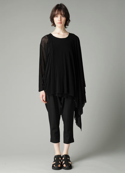 HIGH TWISTED SHEER JERSEY MULTI-WAY LONG SLV T