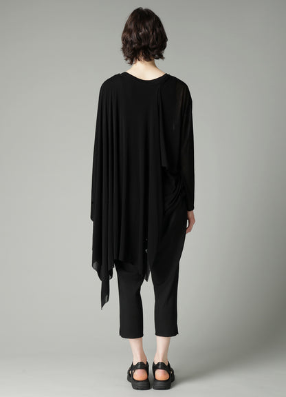 HIGH TWISTED SHEER JERSEY MULTI-WAY LONG SLV T