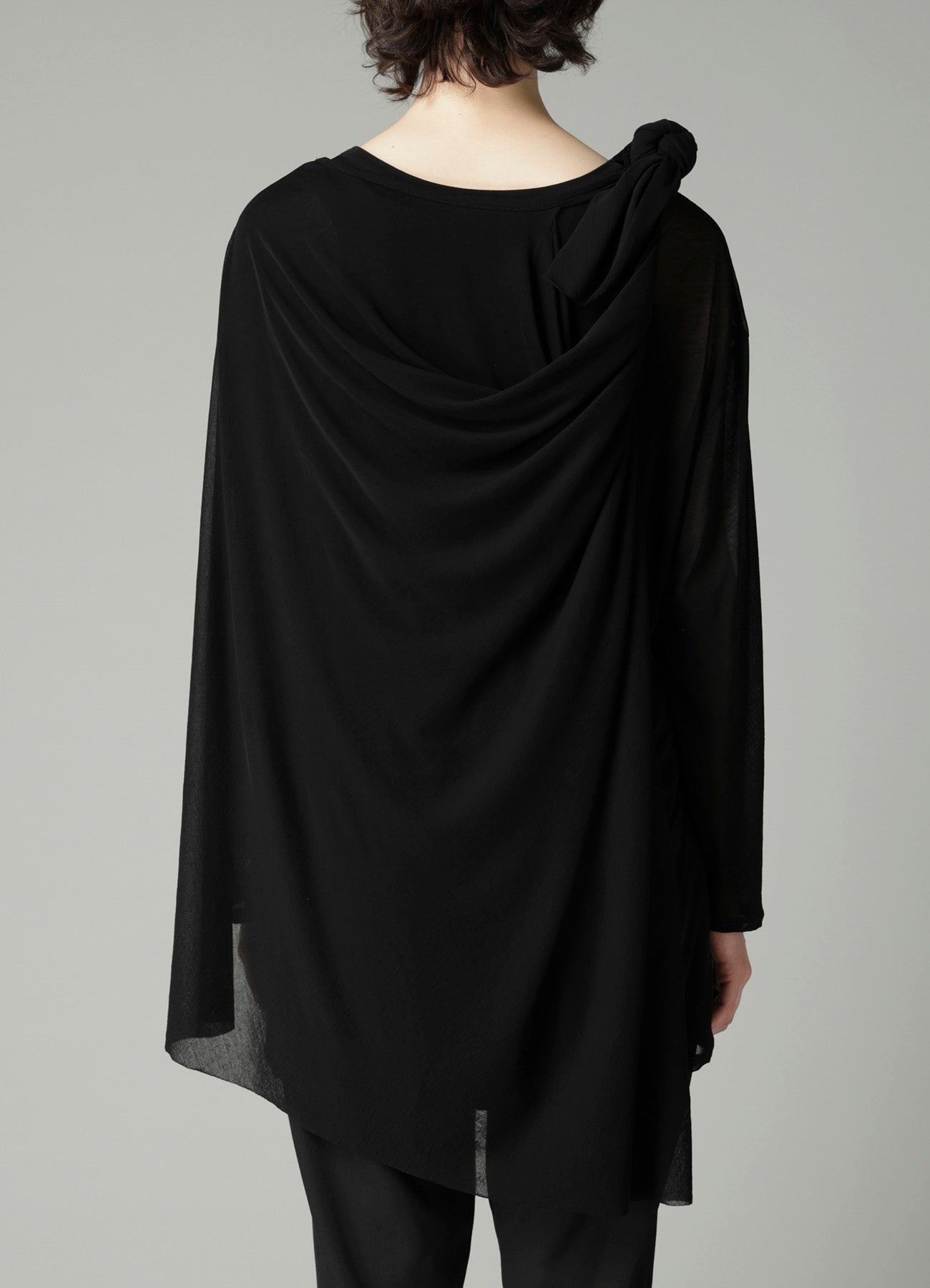 HIGH TWISTED SHEER JERSEY MULTI-WAY LONG SLV T