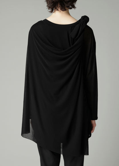 HIGH TWISTED SHEER JERSEY MULTI-WAY LONG SLV T