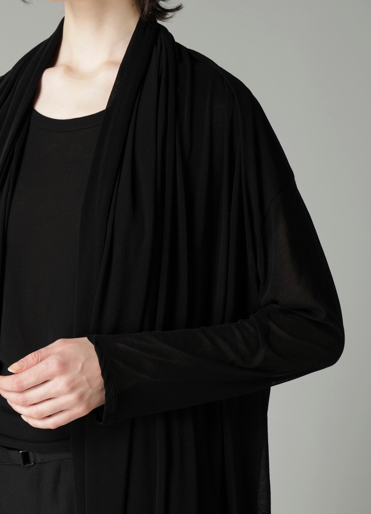 HIGH TWISTED SHEER JERSEY MULTI-WAY CARDIGAN
