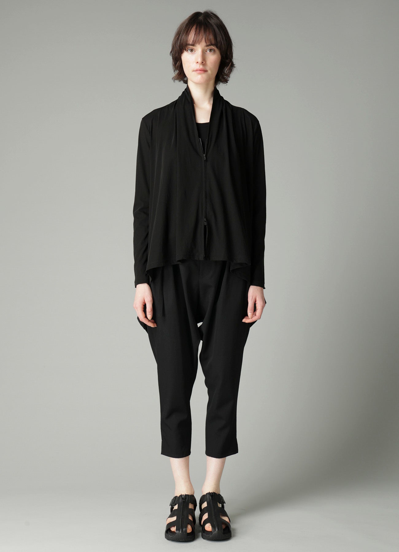 HIGH TWISTED SINGLE JERSEY GUSSET SHOULDER CARDIGAN