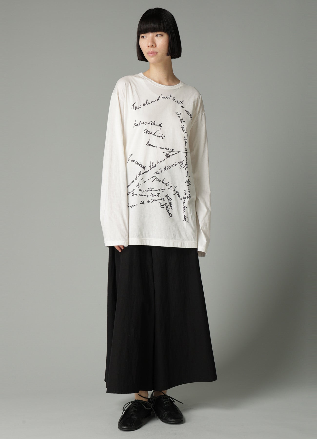 COTTON SINGLE JERSEY HAND WRITING PT LONG SLV T