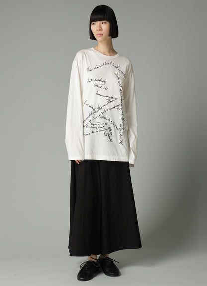 COTTON SINGLE JERSEY HAND WRITING PT LONG SLV T