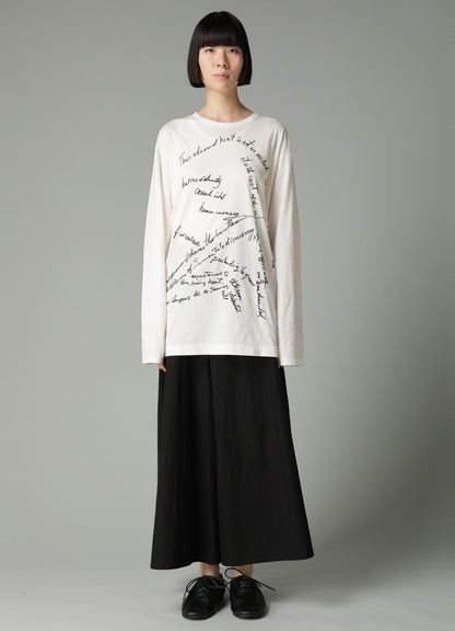 COTTON SINGLE JERSEY HAND WRITING PT LONG SLV T