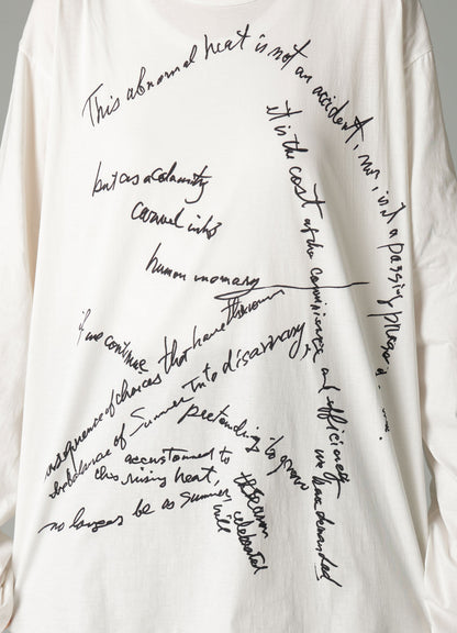 COTTON SINGLE JERSEY HAND WRITING PT LONG SLV T