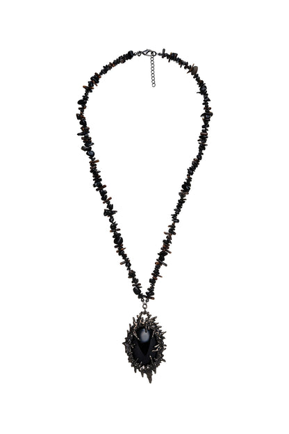 BRASS/OBSIDIAN ECLIPSE NECKLACE
