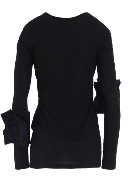 COTTON SINGLE JERSEY R MOTIF LONG T-SHIRT