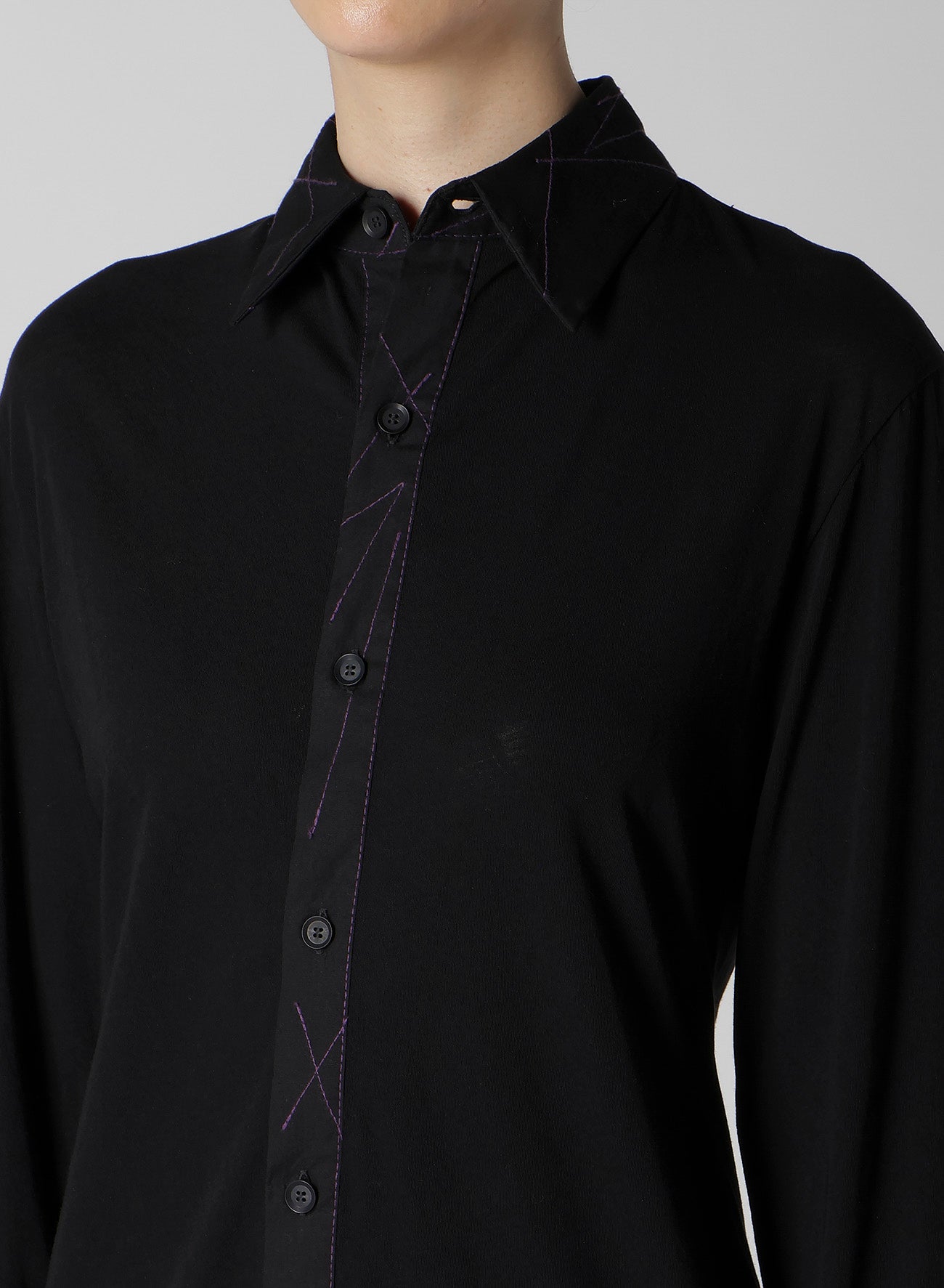 COTTON SINGLE JERSEY COLOR STITCHED BLOUSE A