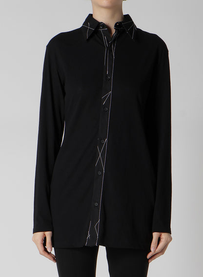 COTTON SINGLE JERSEY COLOR STITCHED BLOUSE B