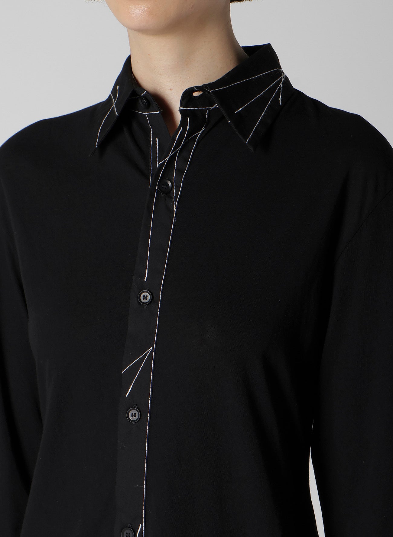 COTTON SINGLE JERSEY COLOR STITCHED BLOUSE B