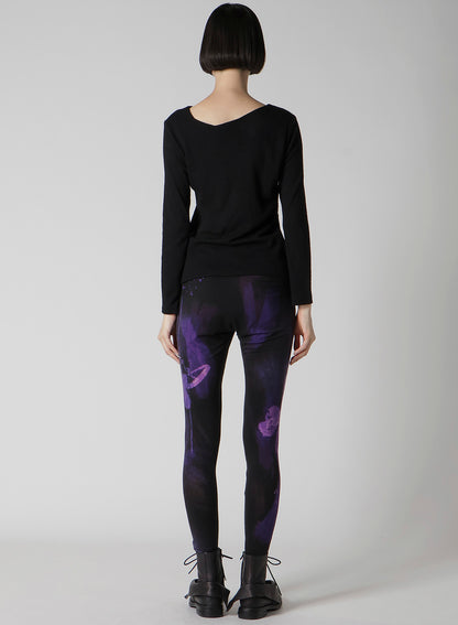 AIRY SPUN LIGHT MILLED ANGULAR NECK LONG T-SHIRT