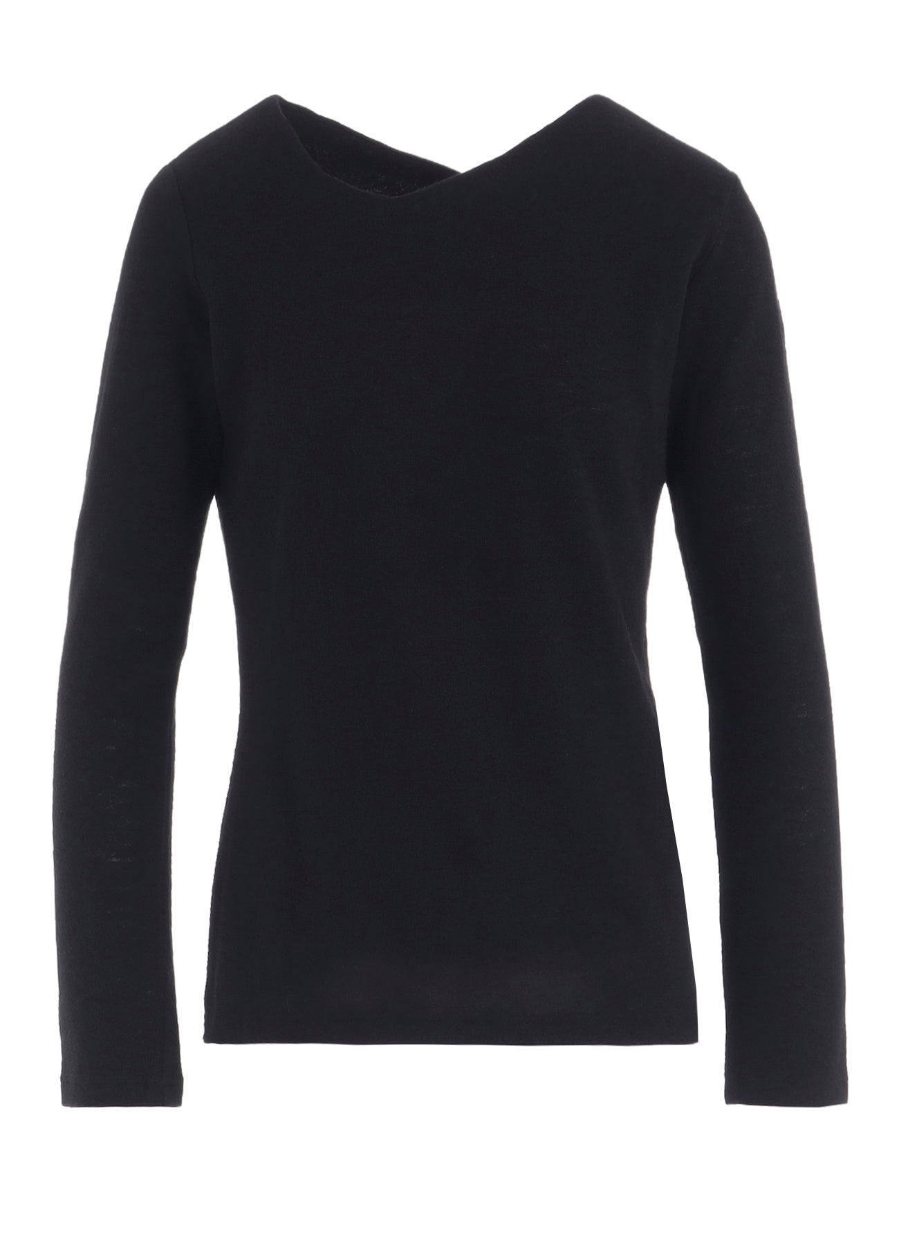 AIRY SPUN LIGHT MILLED ANGULAR NECK LONG T-SHIRT