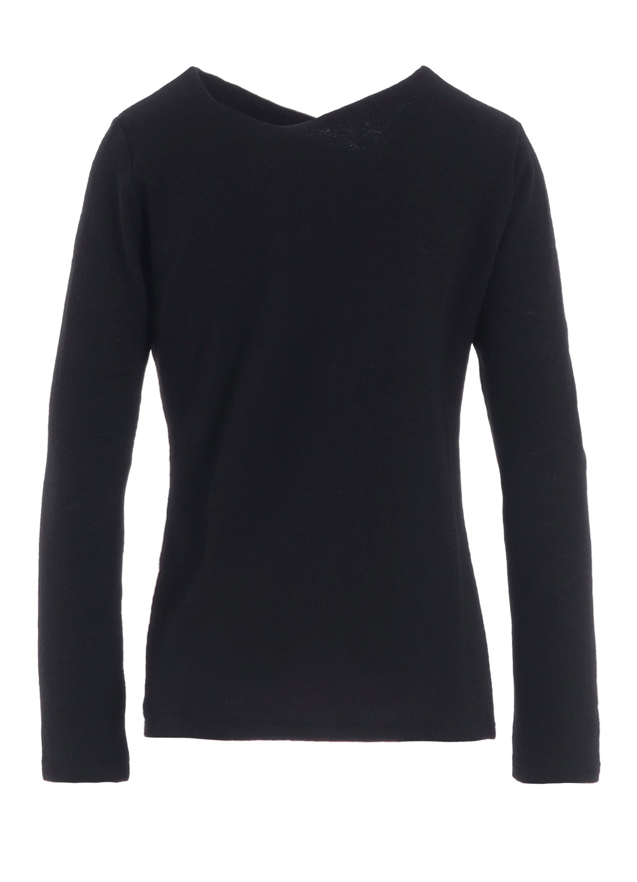 AIRY SPUN LIGHT MILLED ANGULAR NECK LONG T-SHIRT