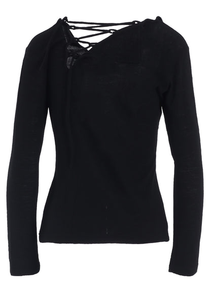AIRY SPUN LIGHT MILLED BACKSIDE LACE UP T-SHIRT