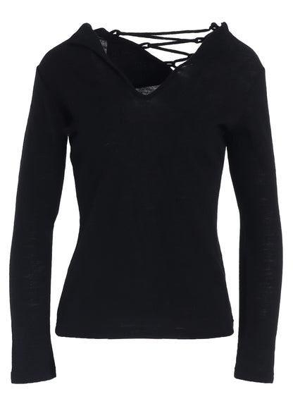 AIRY SPUN LIGHT MILLED BACKSIDE LACE UP T-SHIRT