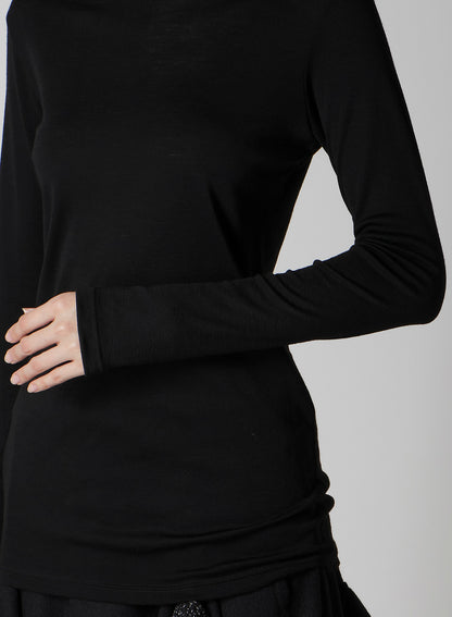 WOOL CHIFFON HIGHNECK LONG T B