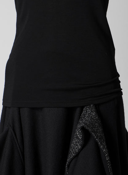 WOOL CHIFFON HIGHNECK LONG T B