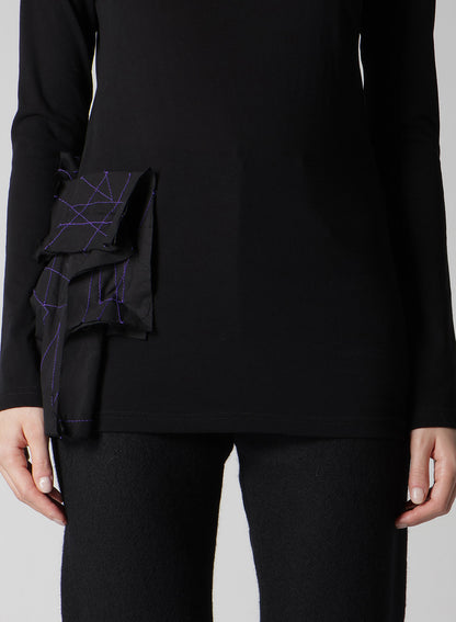 COTTON SINGLE JERSEY HIGHNECK LONG T C