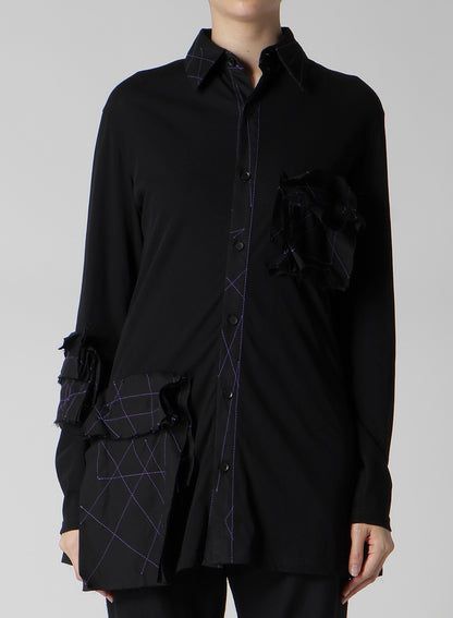 COTTON SINGLE JERSEY COLOR STITCHED BLOUSE G