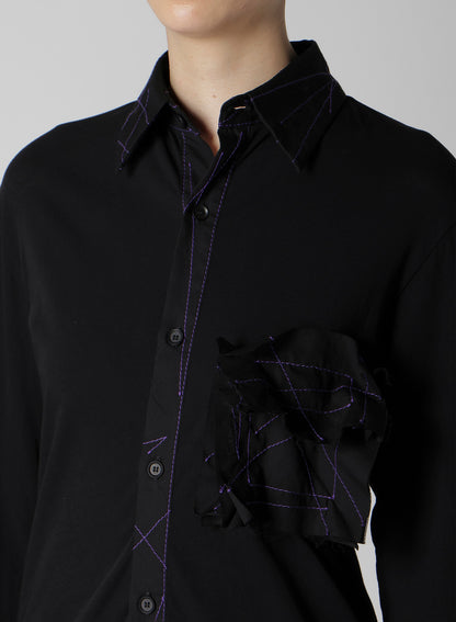 COTTON SINGLE JERSEY COLOR STITCHED BLOUSE G