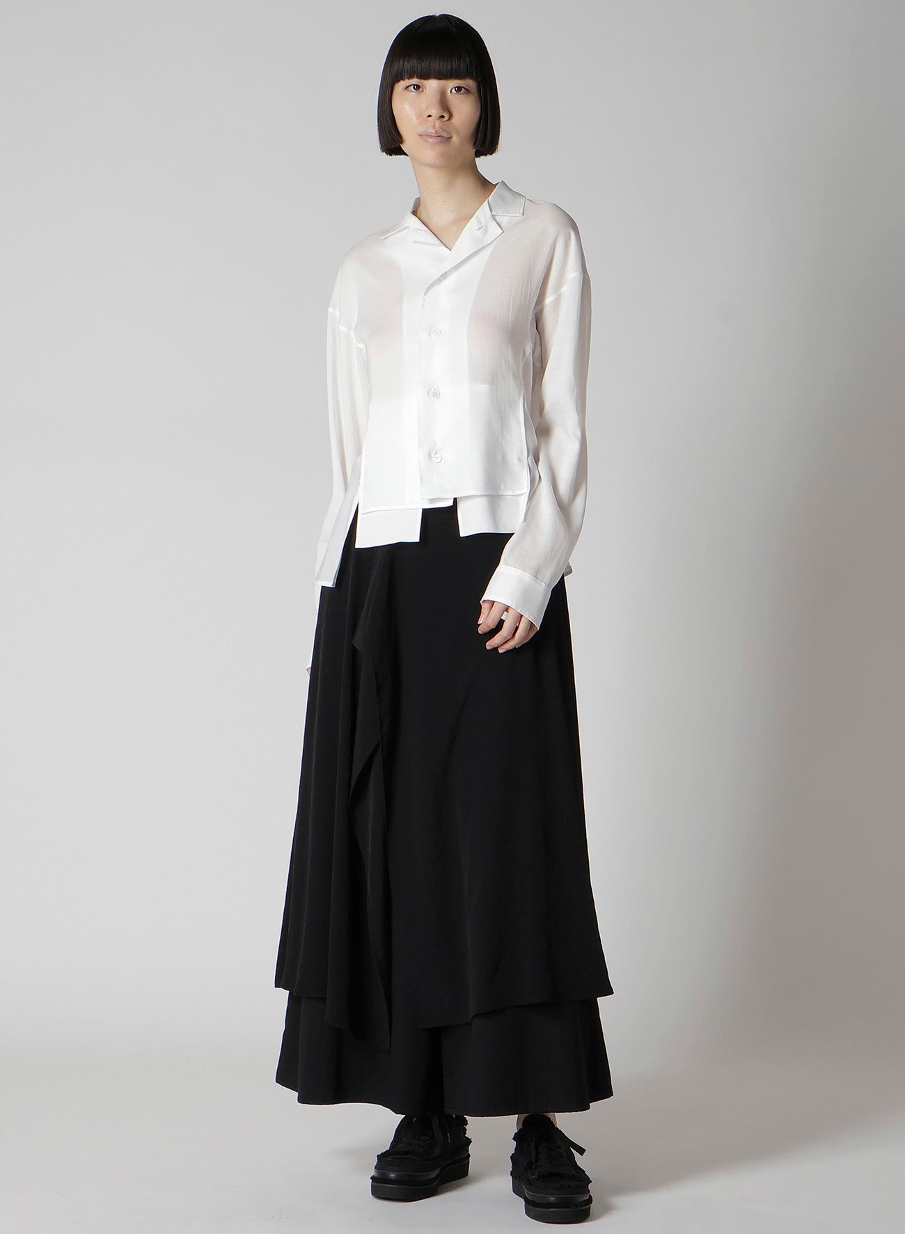 CELLULOSE LAWN PANELED SHORT BLOUSE
